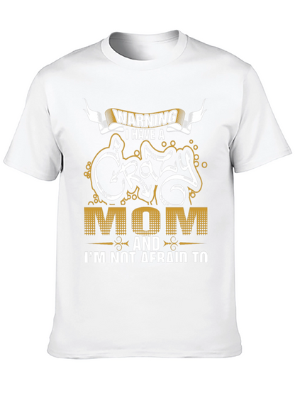 Warning Crazy Mom Graphic Tee - Mens Black T-Shirt