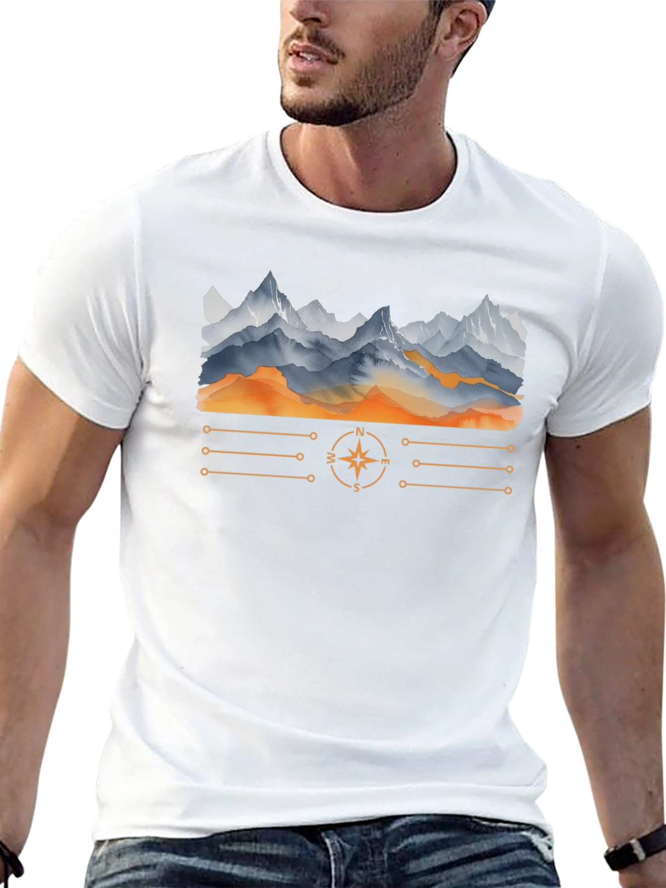 Mountain Compass Graphic T-Shirt - Adventure Awaits!
