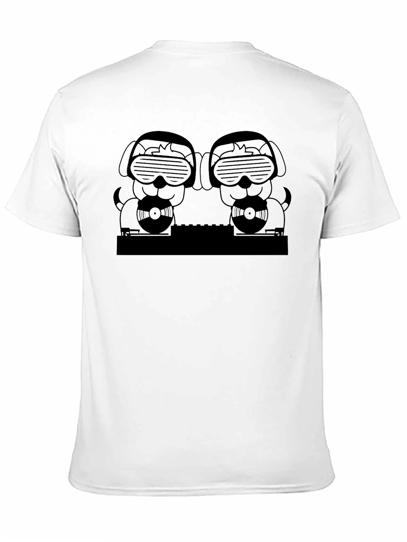 DJ Dogs Graphic Tee - Black Crew Neck T-Shirt