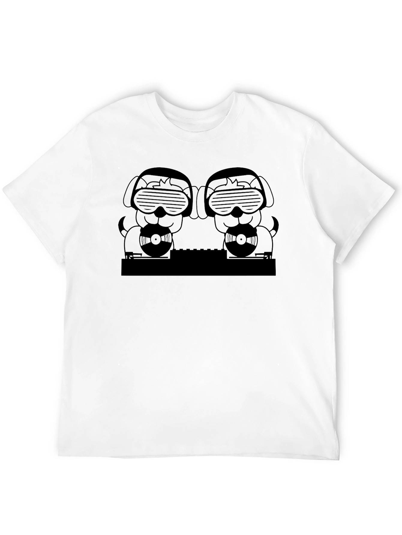 DJ Dogs Graphic Tee - Black Crew Neck T-Shirt
