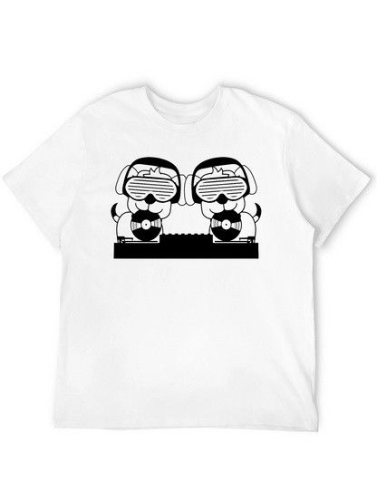DJ Dogs Graphic Tee - Black Crew Neck T-Shirt