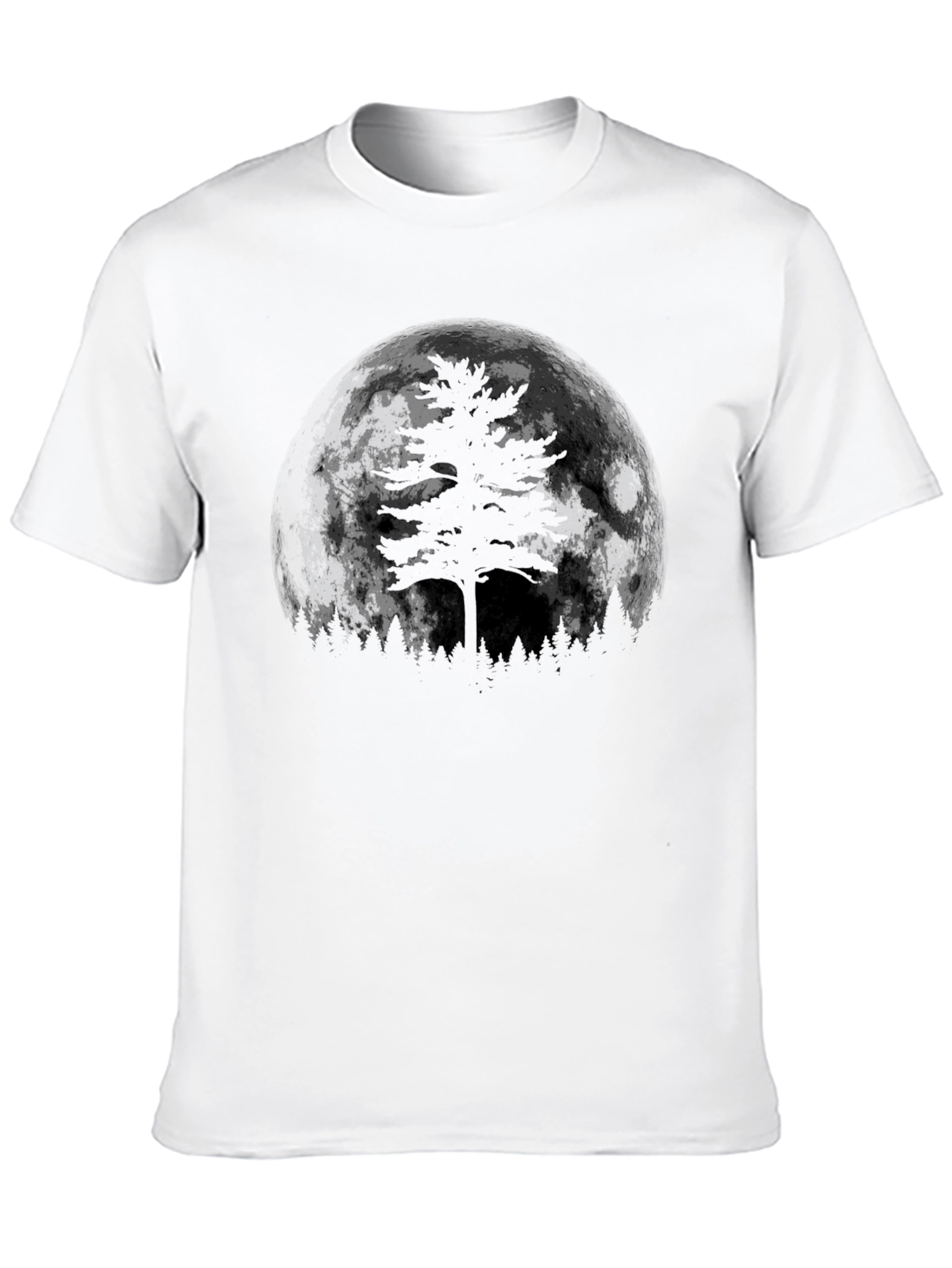 Mens Black Moonlit Tree Graphic Tee