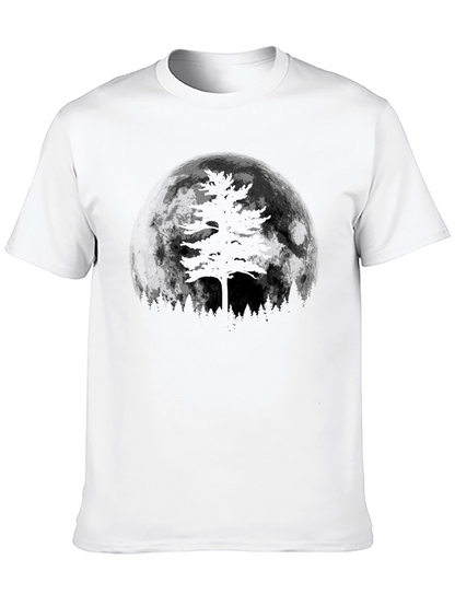 Mens Black Moonlit Tree Graphic Tee