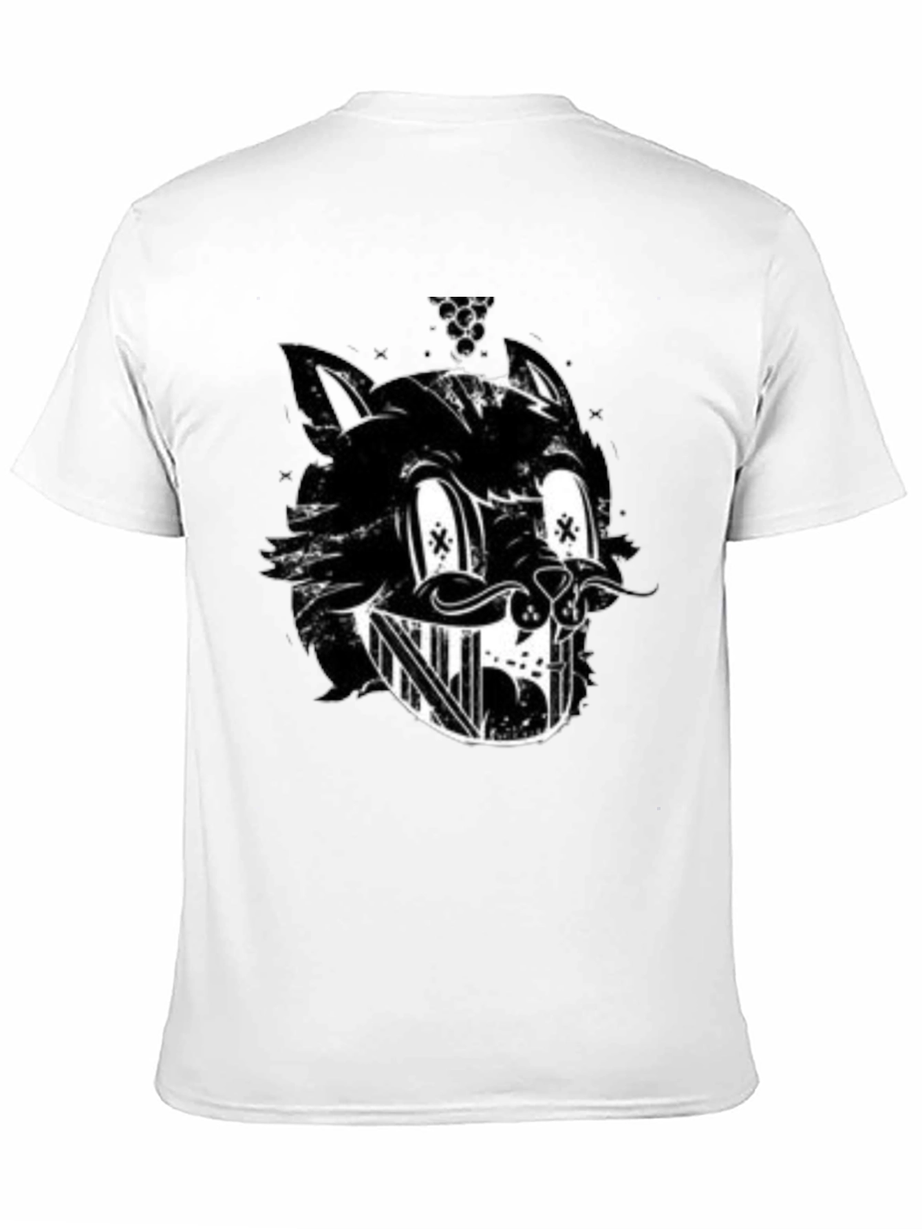 Grinning Cartoon Cat Black T-Shirt