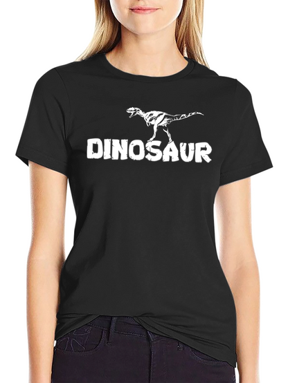 Dinosaur Graphic Tee - Black Cotton T-Shirt