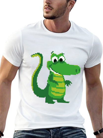 Pixel Crocodile Black T-Shirt