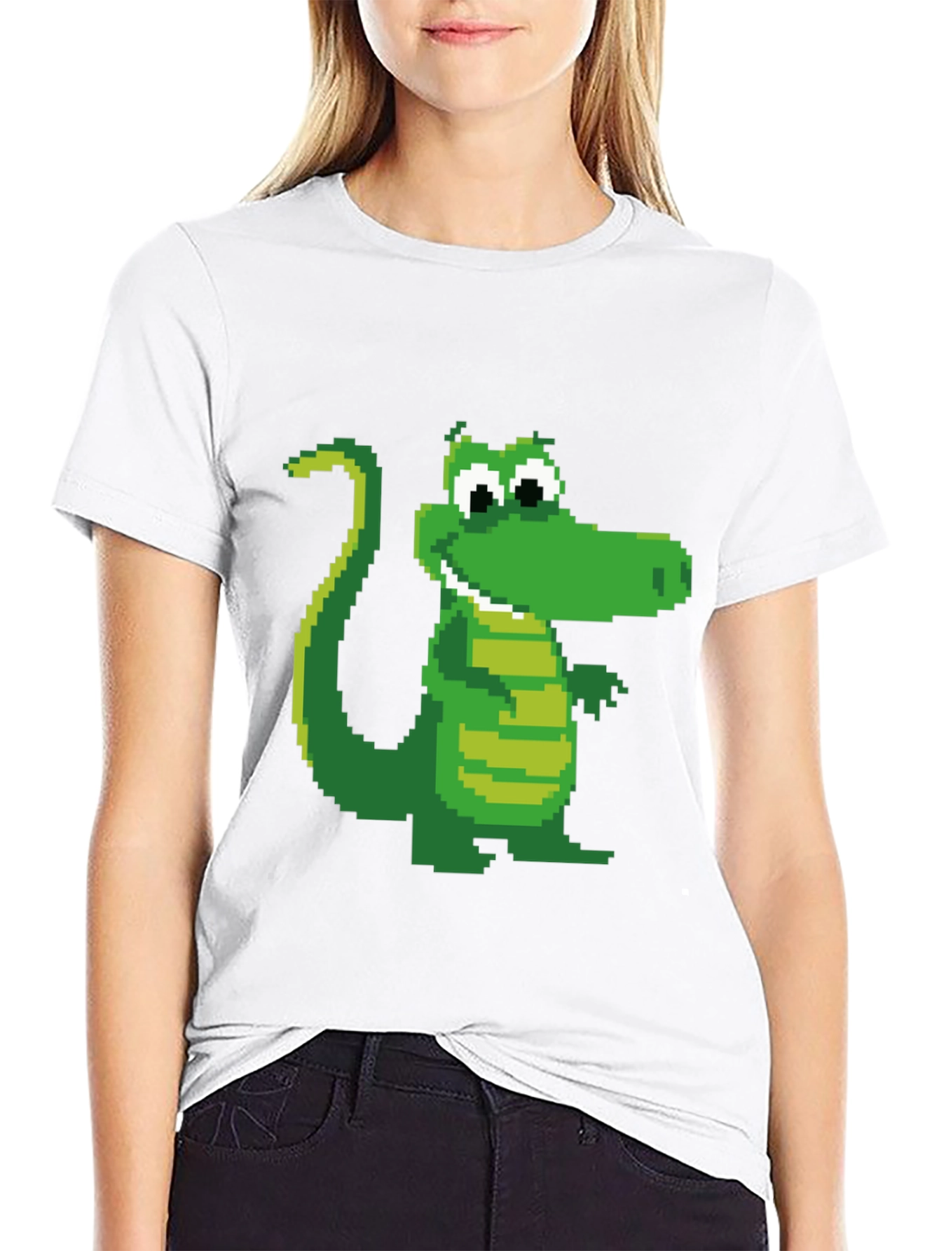 Pixel Crocodile Black T-Shirt