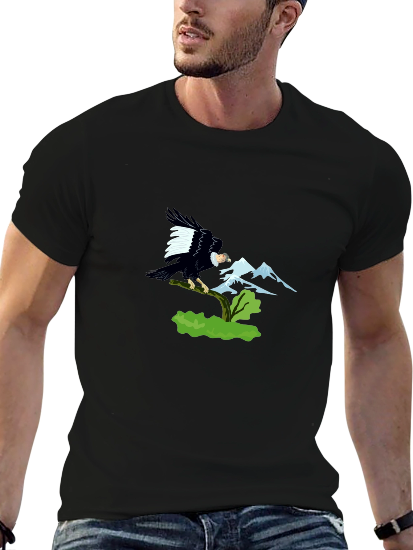 Eagle Mountain Graphic Tee - Black Cotton T-Shirt