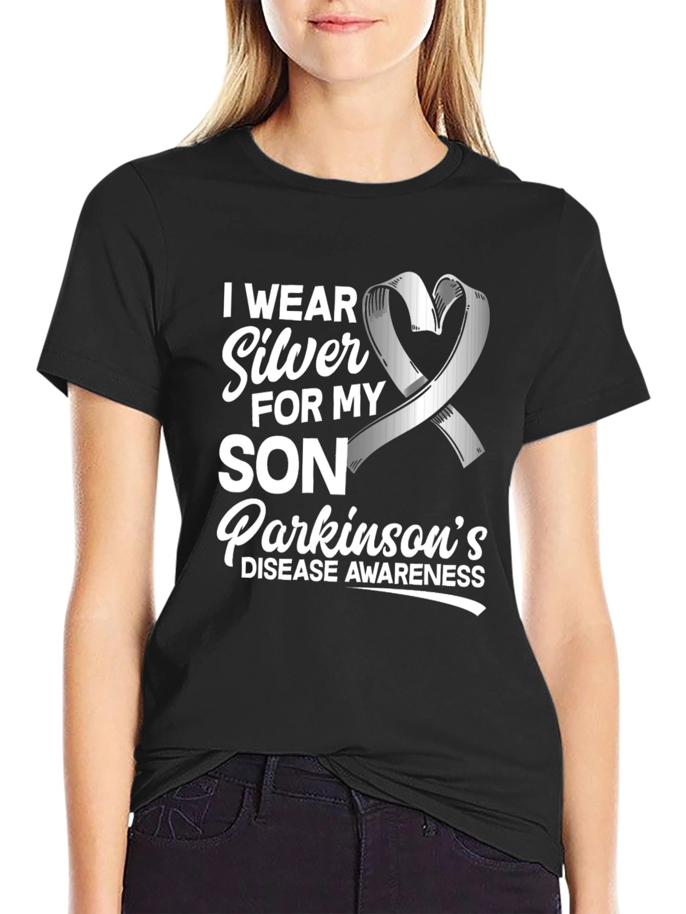 Parkinsons Awareness T-Shirt - Silver Ribbon