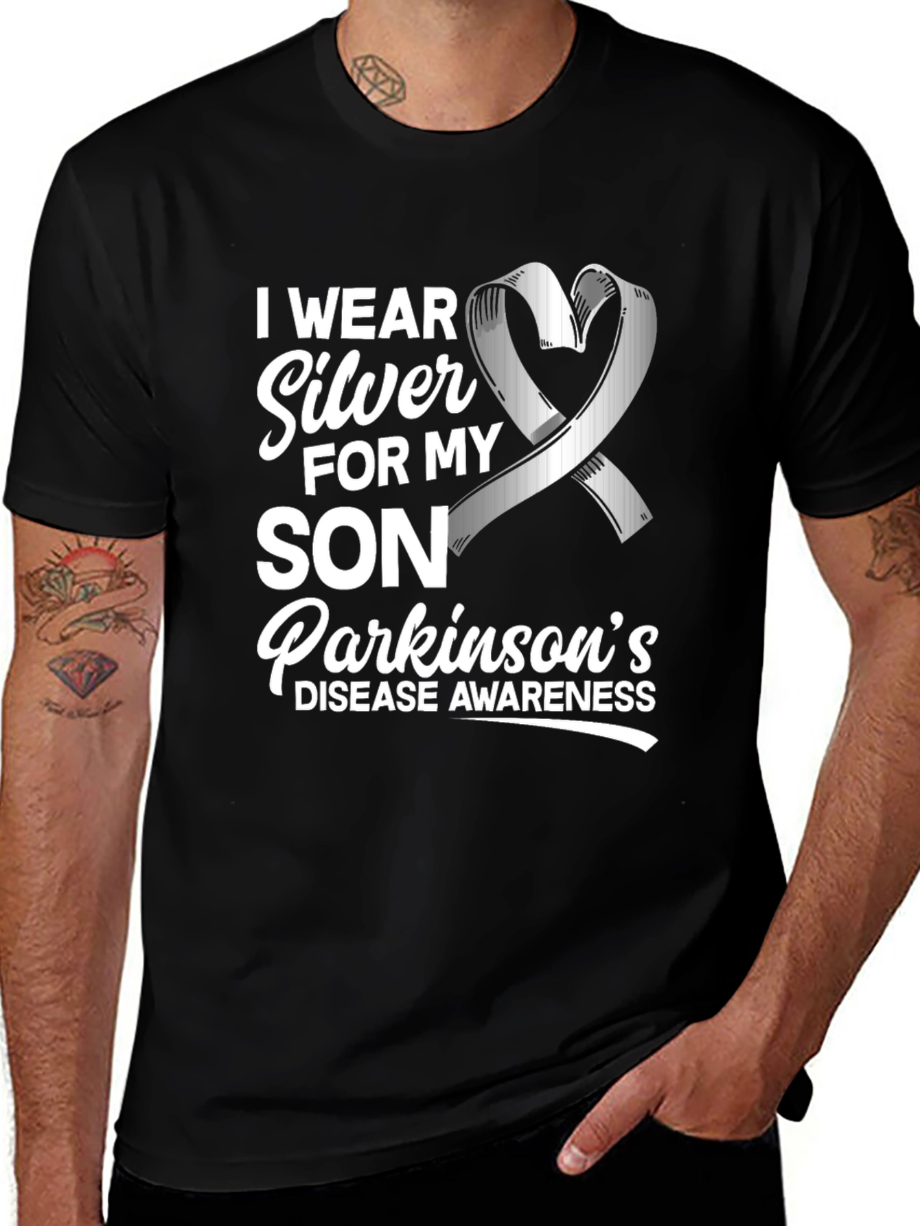 Parkinsons Awareness T-Shirt - Silver Ribbon