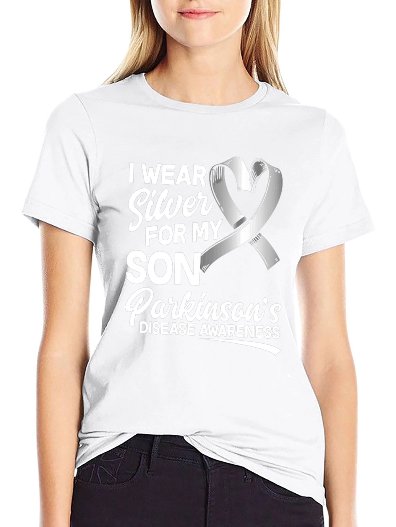 Parkinsons Awareness T-Shirt - Silver Ribbon