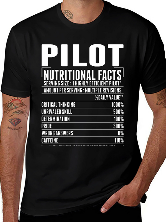 Pilot Nutritional Facts Novelty Graphic T-Shirt