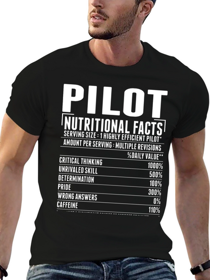 Pilot Nutritional Facts Novelty Graphic T-Shirt