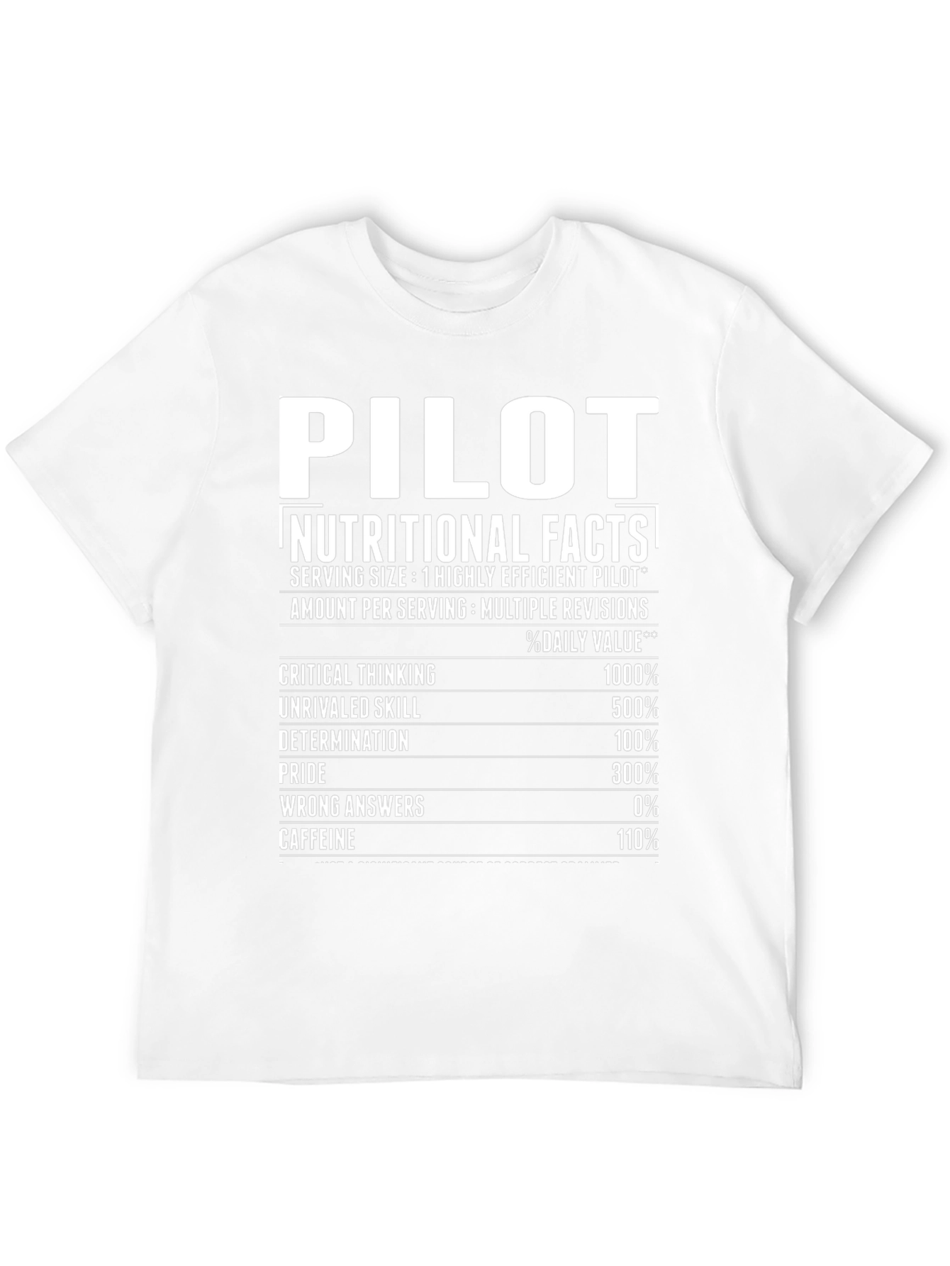 Pilot Nutritional Facts Novelty Graphic T-Shirt