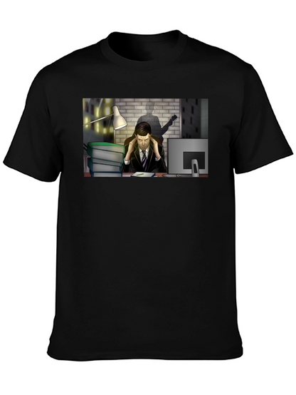 Stressed Man at Desk Graphic Tee