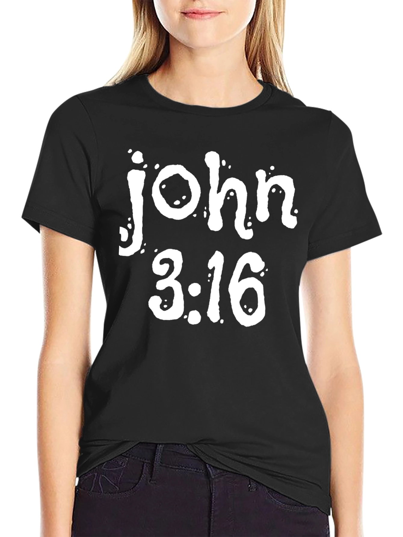 John 3:16 Graphic Tee - Black Cotton T-Shirt