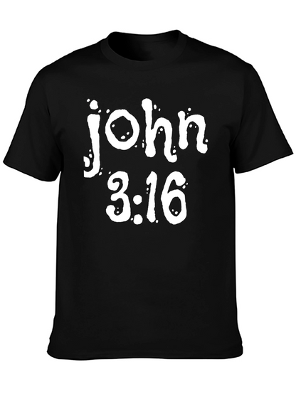 John 3:16 Graphic Tee - Black Cotton T-Shirt