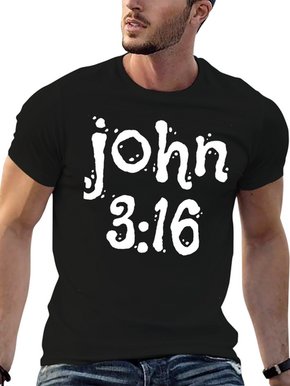 John 3:16 Graphic Tee - Black Cotton T-Shirt