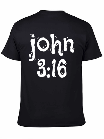 John 3:16 Graphic Tee - Black Cotton T-Shirt
