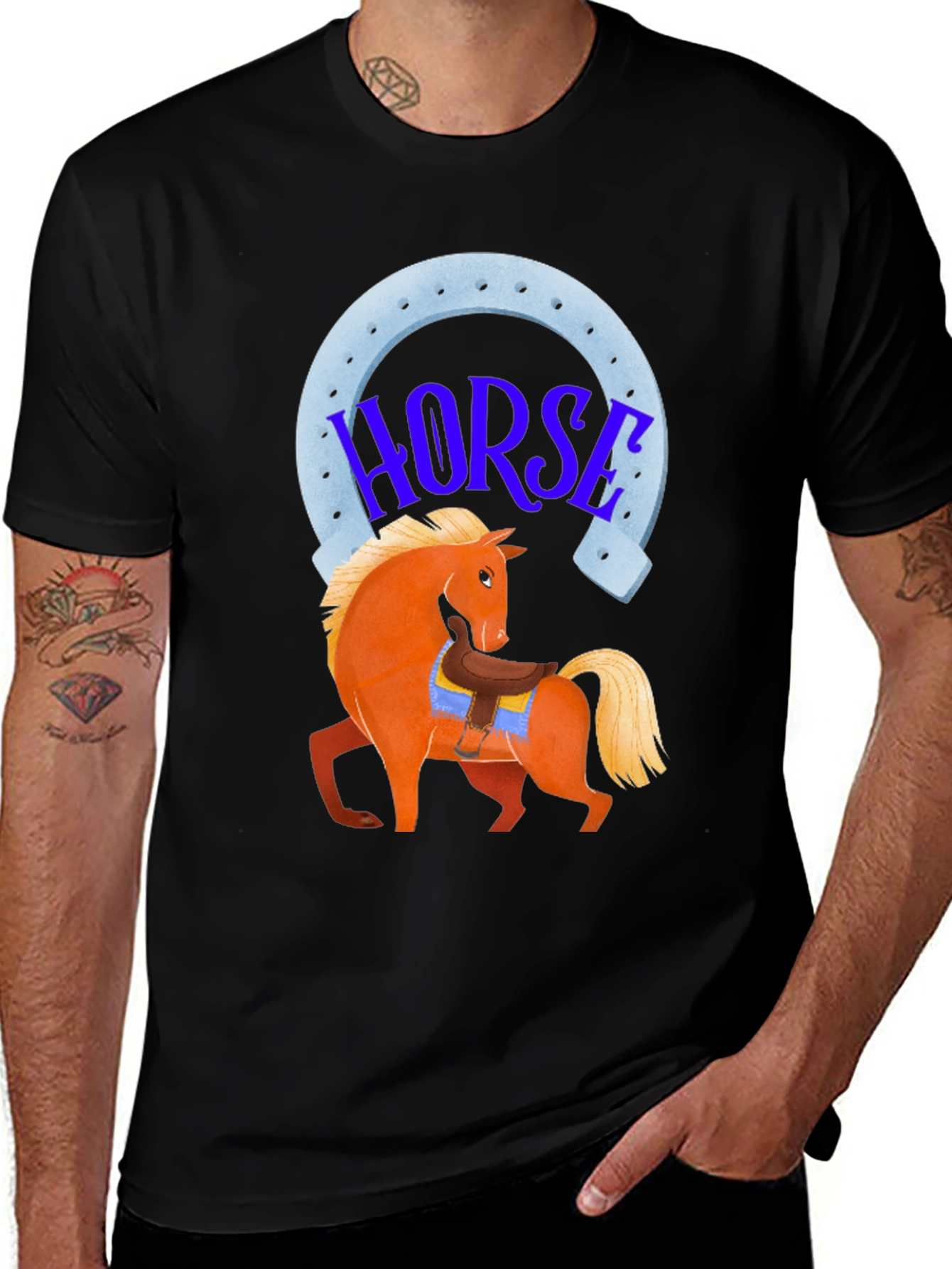 Horse Graphic Tee - Lucky Horseshoe Design