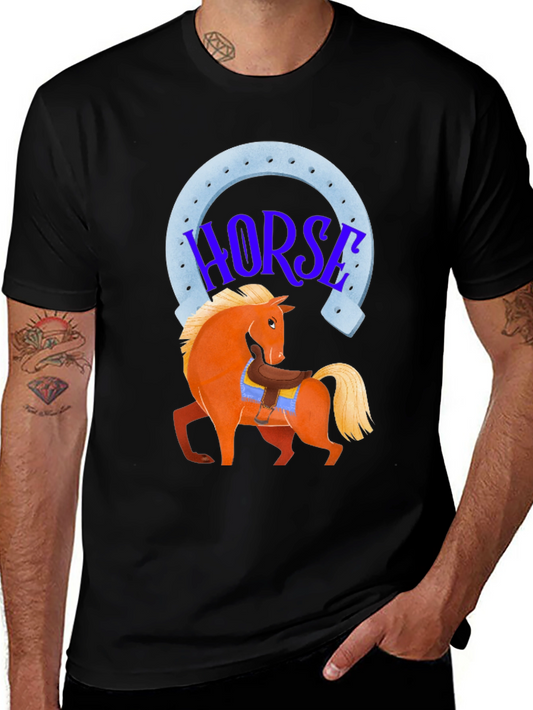 Horse Graphic Tee - Lucky Horseshoe Design