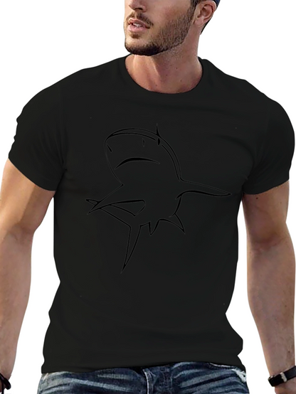 Shark Outline Graphic Black T-Shirt