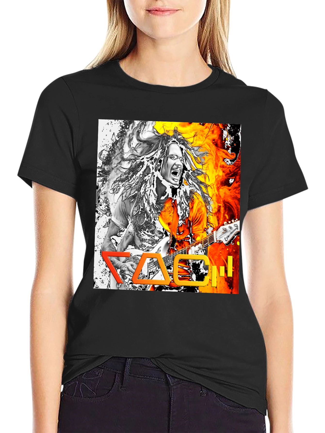 Korn Band T-Shirt - Fiery Graphic Print