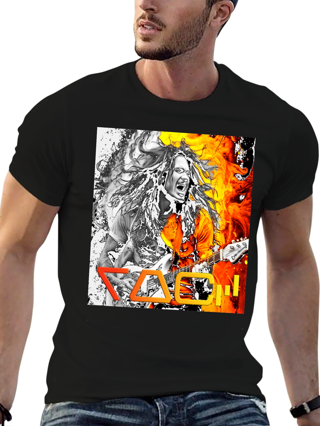 Korn Band T-Shirt - Fiery Graphic Print