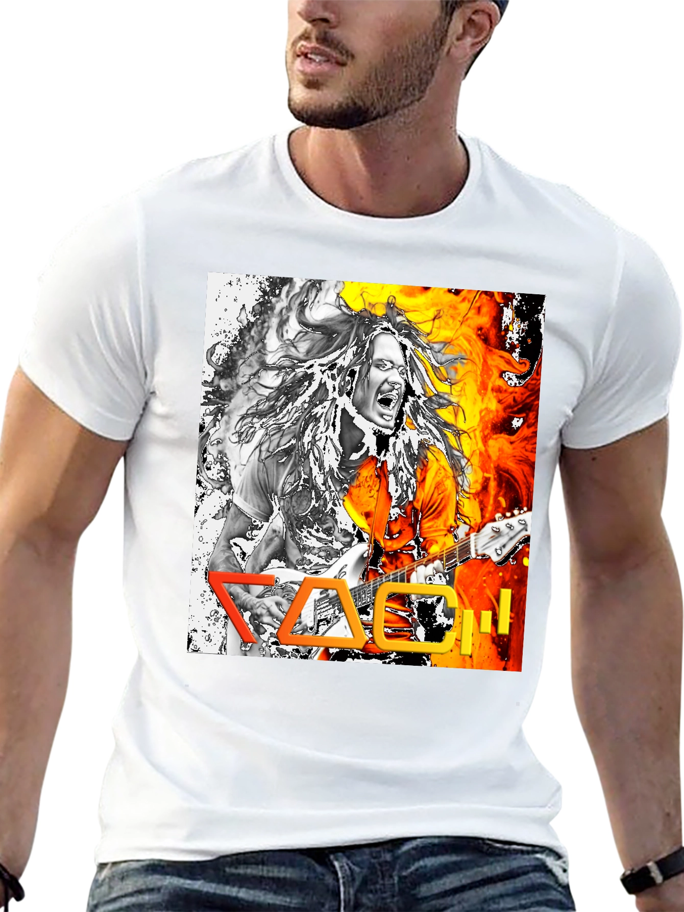 Korn Band T-Shirt - Fiery Graphic Print