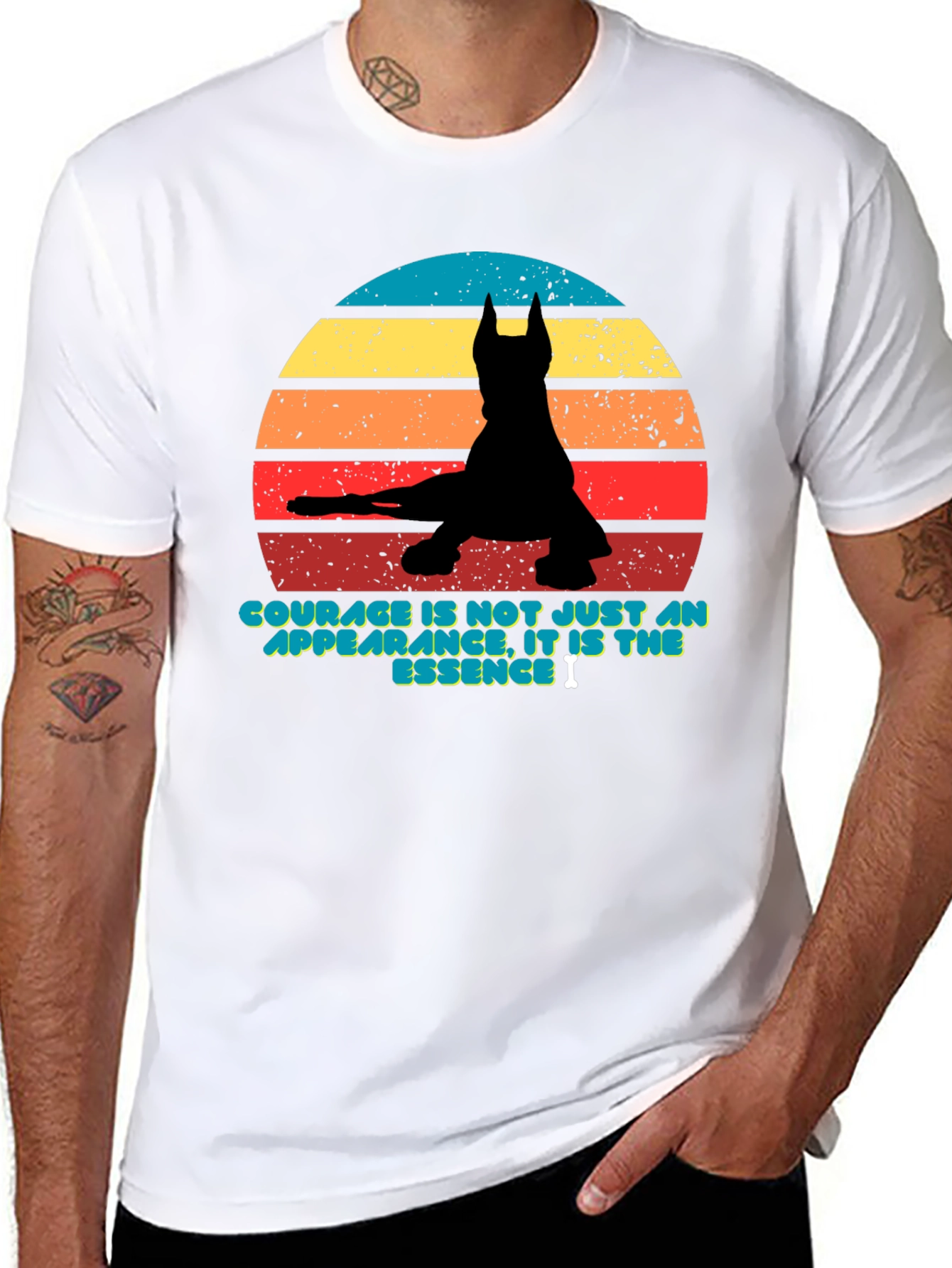 Courage Retro Dog Silhouette T-Shirt