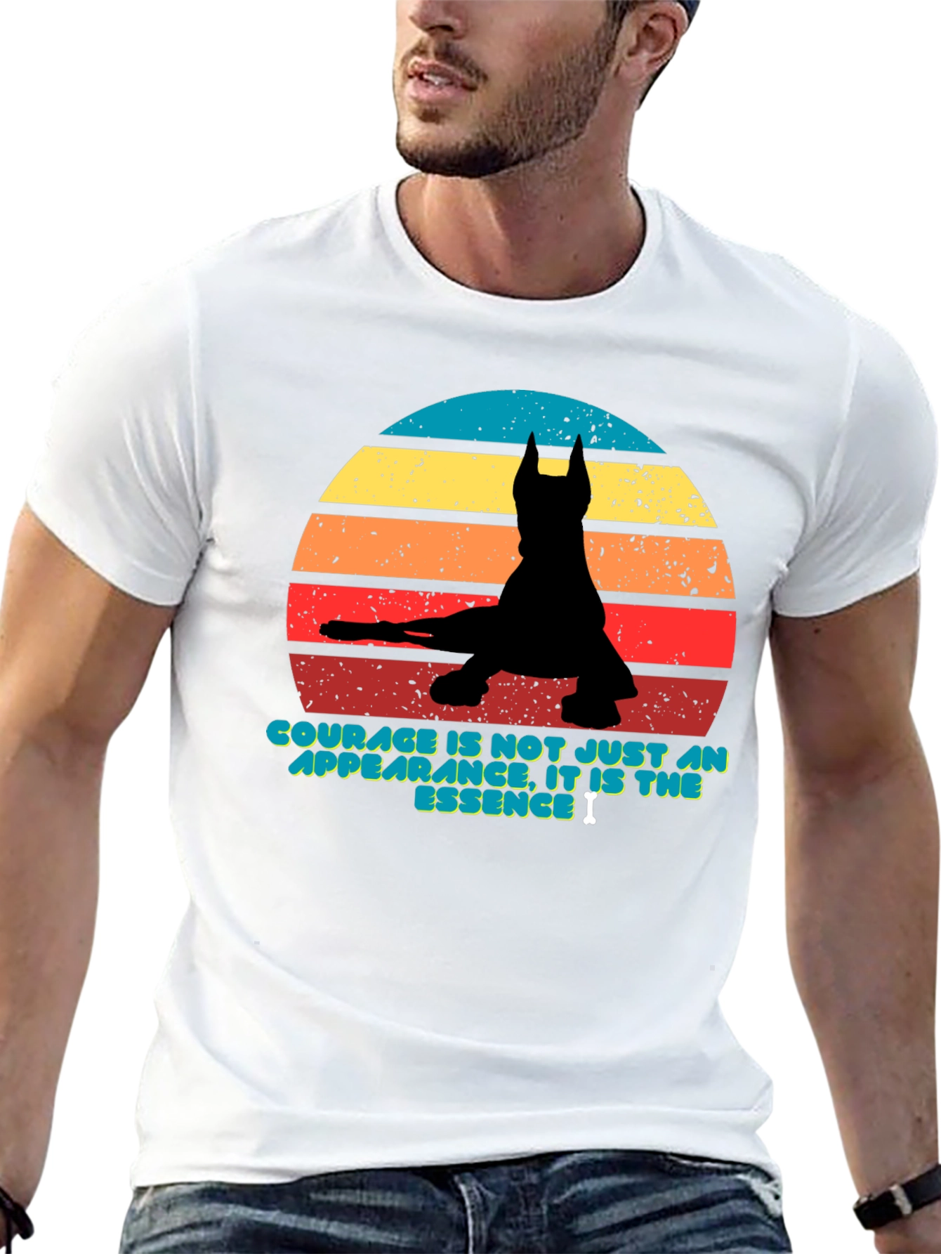 Courage Retro Dog Silhouette T-Shirt
