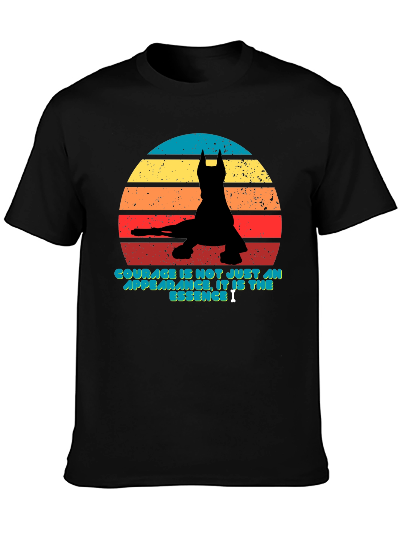 Courage Retro Dog Silhouette T-Shirt