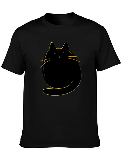 Cute Cat Graphic T-Shirt - Mens Black Tee