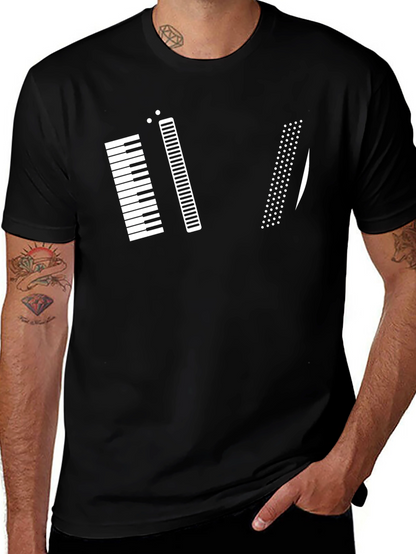 Musical Keys Graphic Tee - Black Cotton T-Shirt