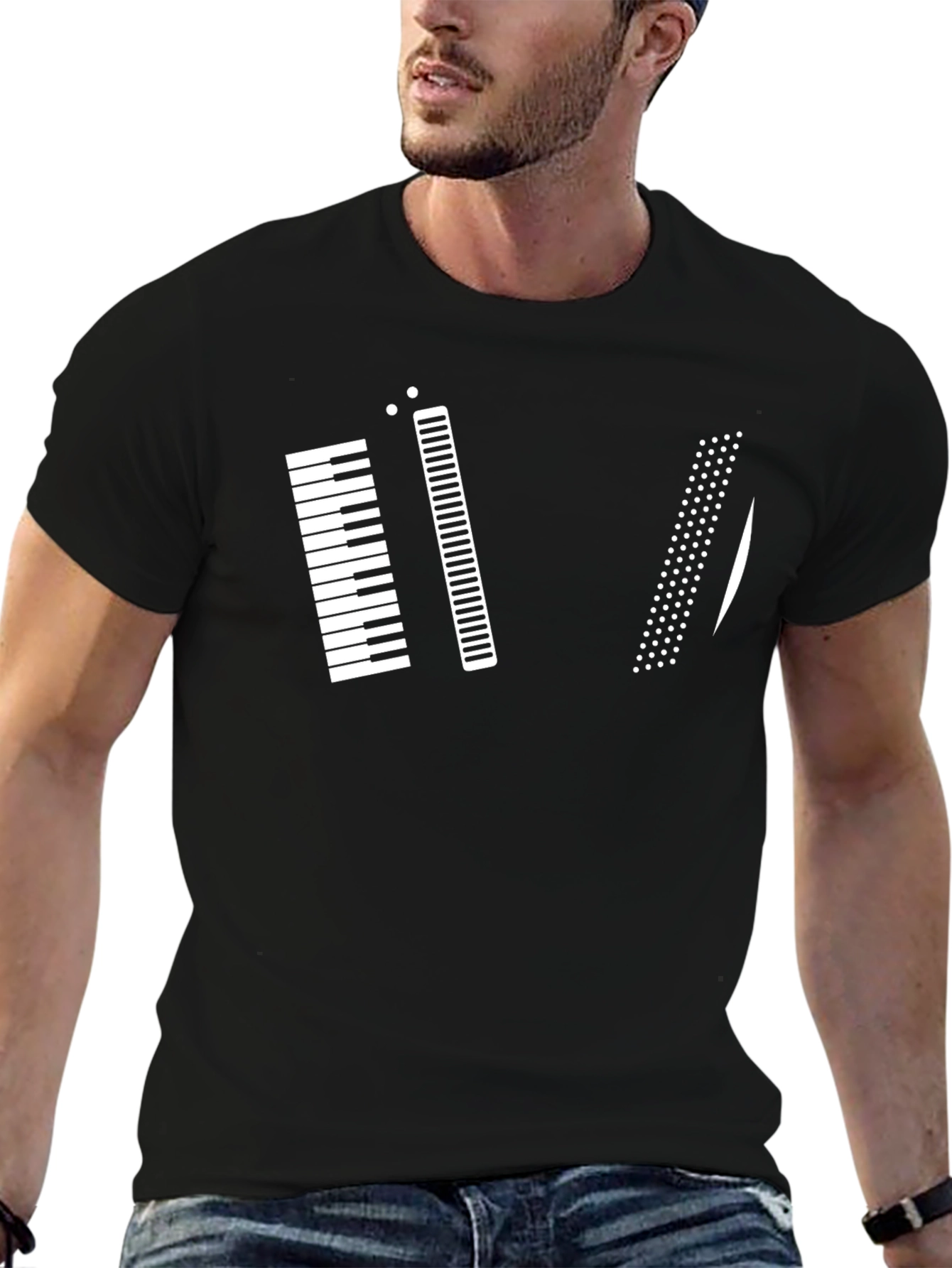 Musical Keys Graphic Tee - Black Cotton T-Shirt