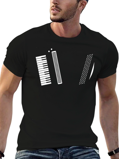 Musical Keys Graphic Tee - Black Cotton T-Shirt