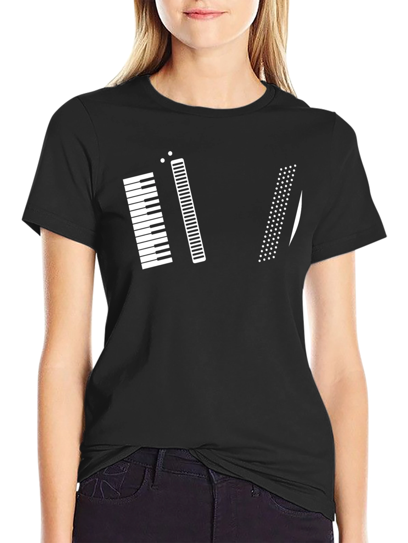 Musical Keys Graphic Tee - Black Cotton T-Shirt