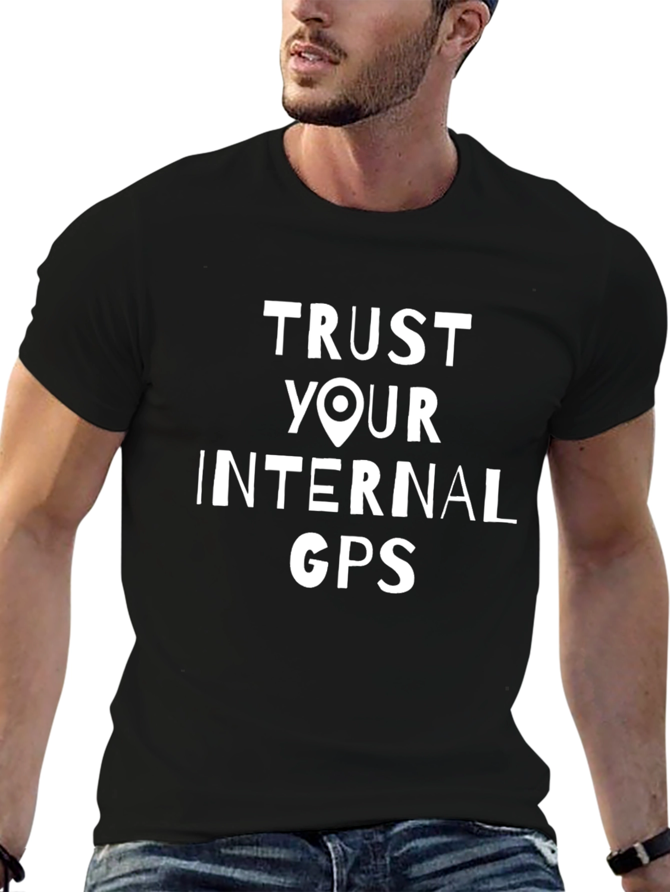 Trust Your Internal GPS Black Graphic Tee