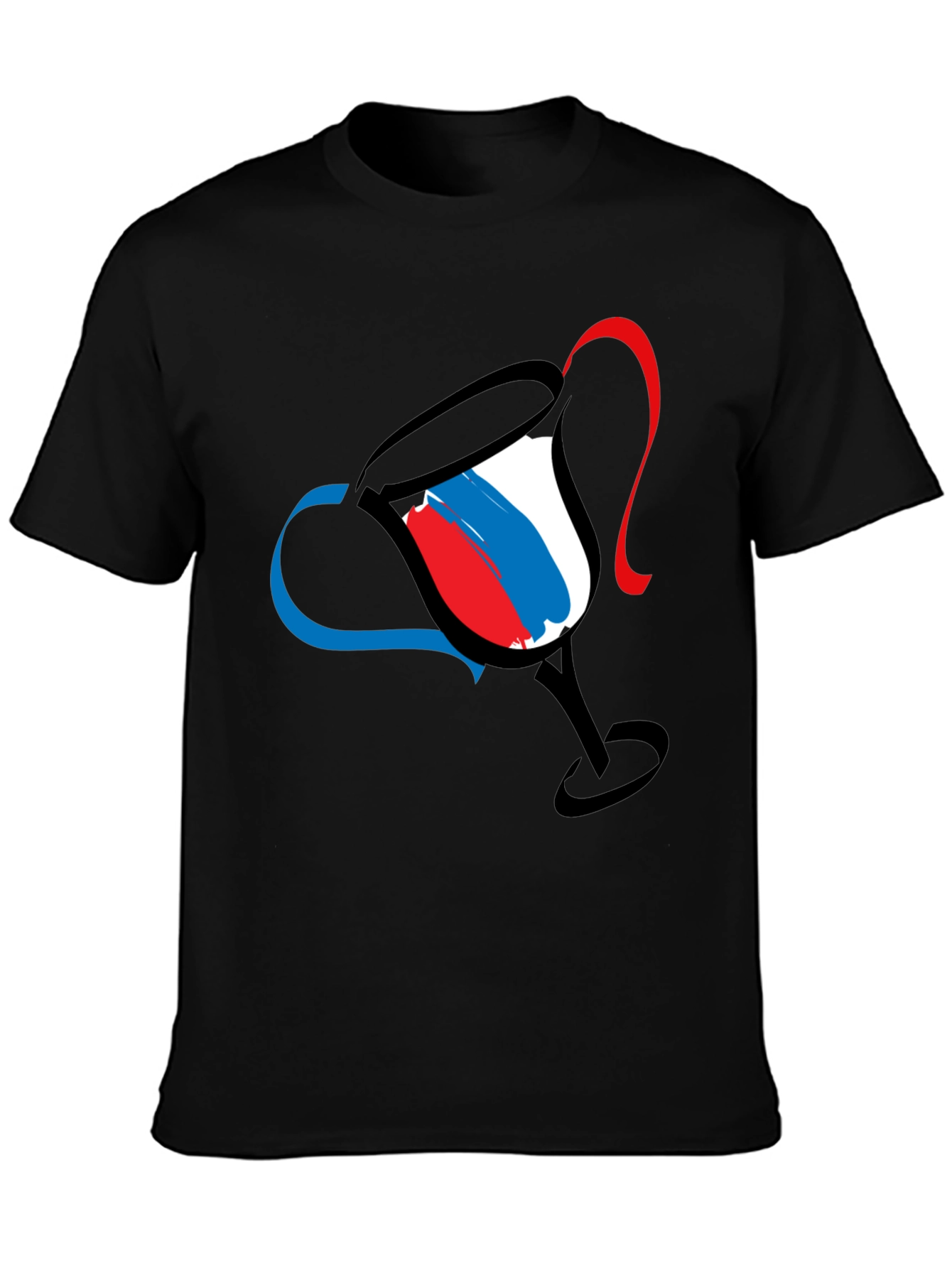 Abstract Wine Glass Graphic Tee - Mens Black T-Shirt