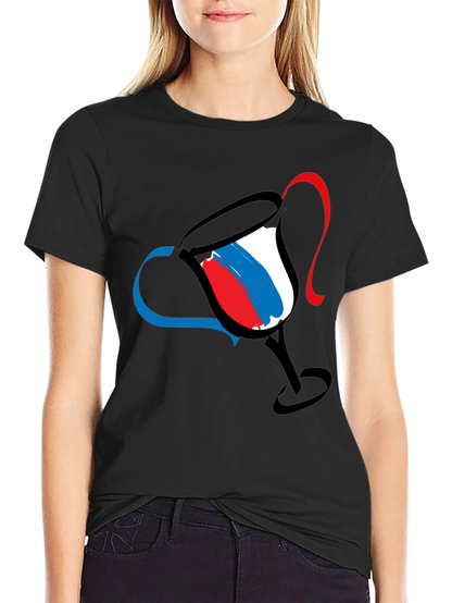 Abstract Wine Glass Graphic Tee - Mens Black T-Shirt