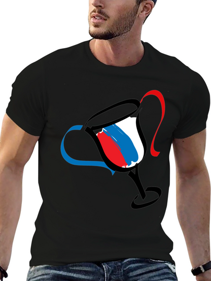 Abstract Wine Glass Graphic Tee - Mens Black T-Shirt