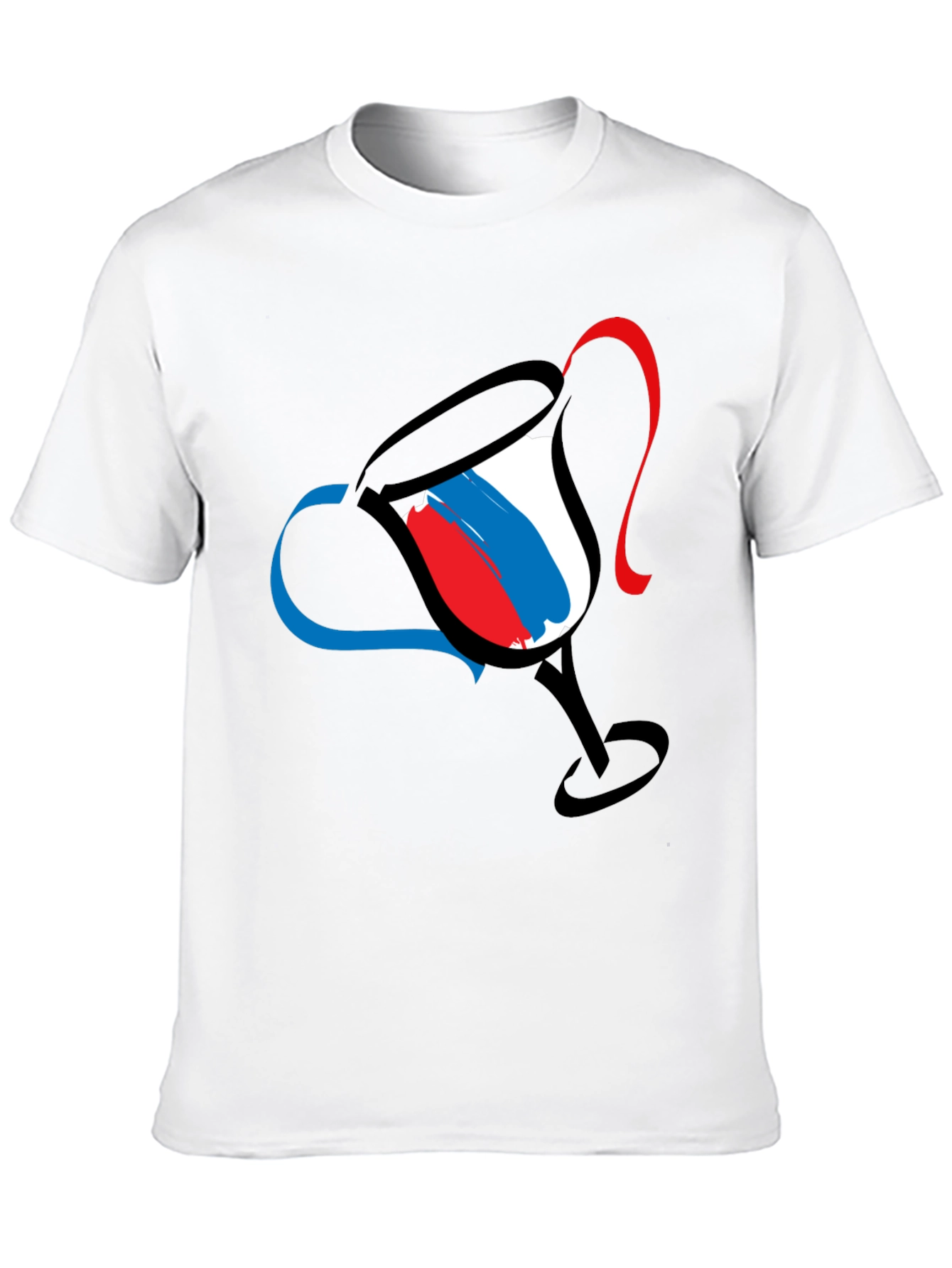 Abstract Wine Glass Graphic Tee - Mens Black T-Shirt