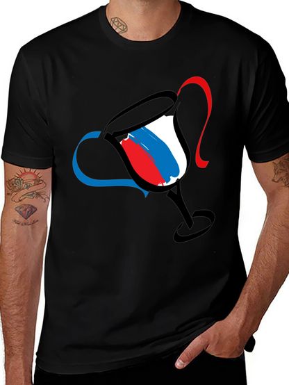 Abstract Wine Glass Graphic Tee - Mens Black T-Shirt