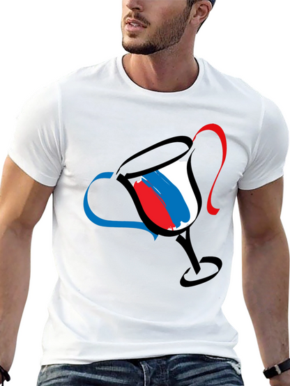 Abstract Wine Glass Graphic Tee - Mens Black T-Shirt
