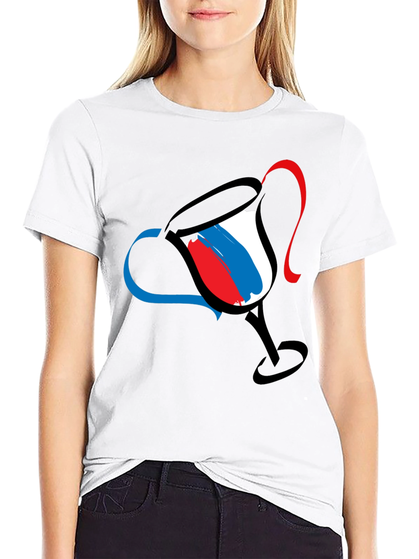 Abstract Wine Glass Graphic Tee - Mens Black T-Shirt