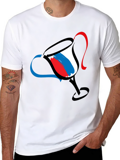 Abstract Wine Glass Graphic Tee - Mens Black T-Shirt