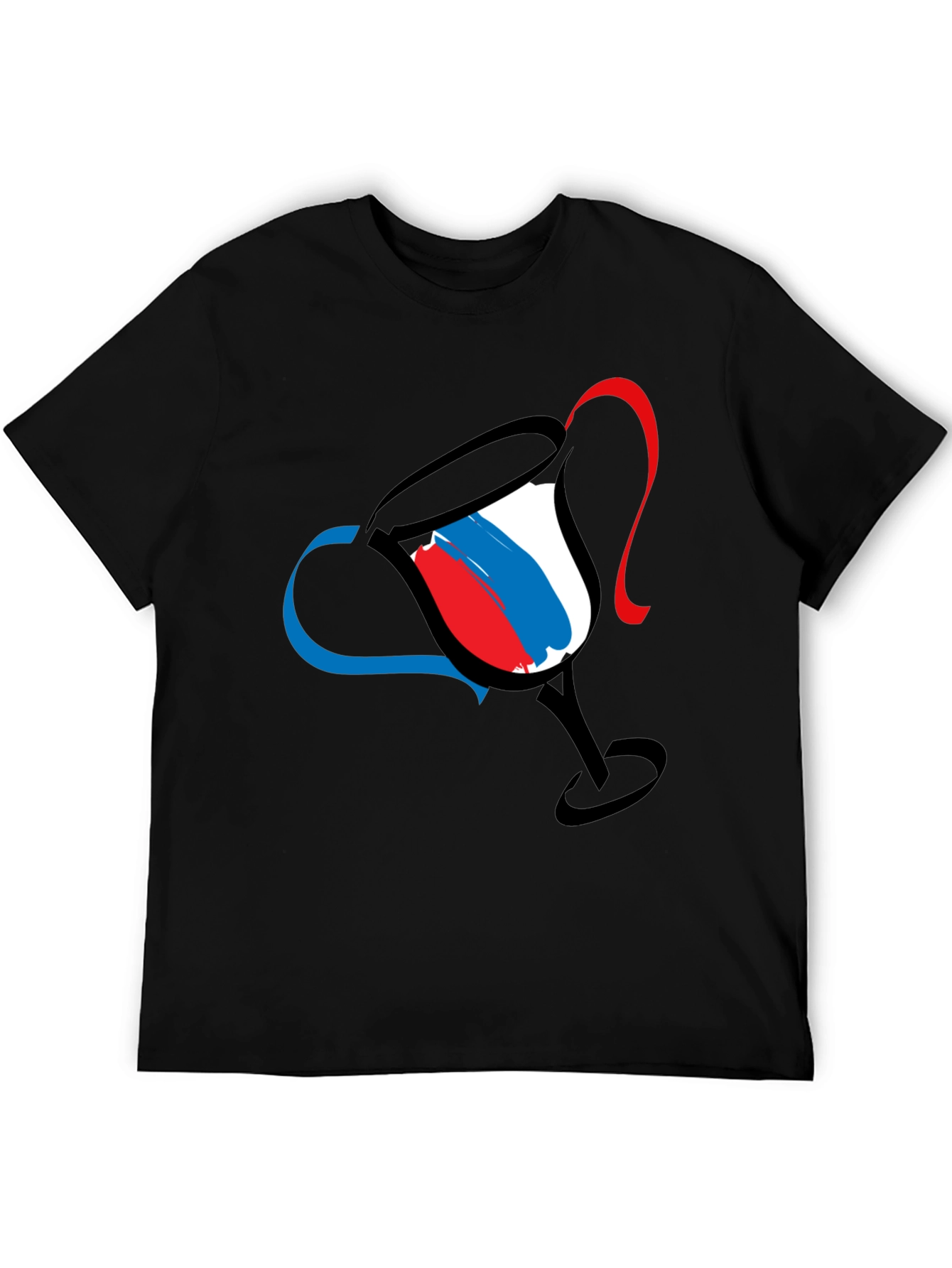 Abstract Wine Glass Graphic Tee - Mens Black T-Shirt