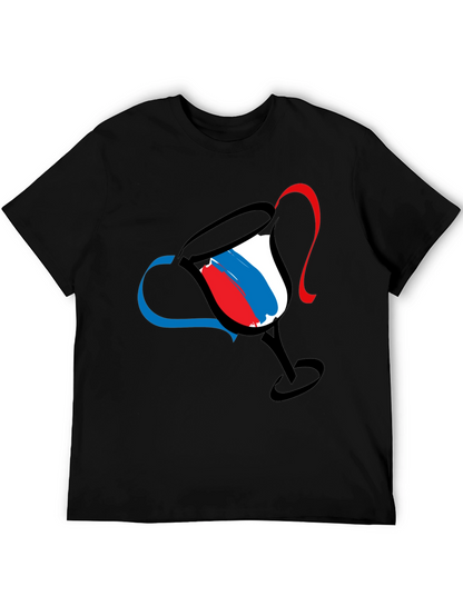 Abstract Wine Glass Graphic Tee - Mens Black T-Shirt