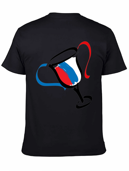Abstract Wine Glass Graphic Tee - Mens Black T-Shirt