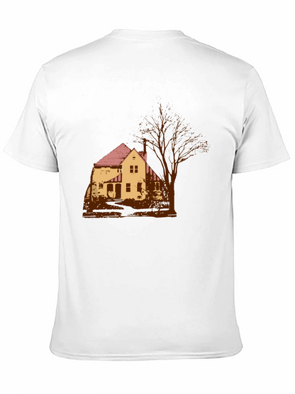 Spooky House Graphic Tee - Classic Black Cotton T-Shirt